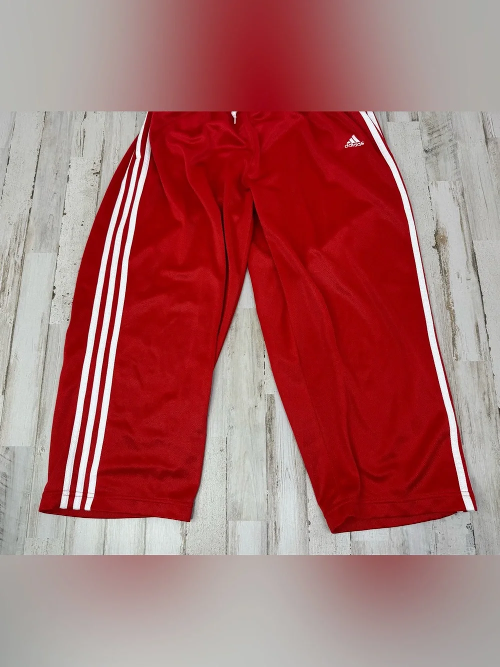 Adidas Basketball Shorts Mens Large Red White 3 Stripe Athletic